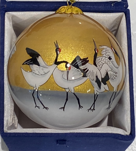 Kunst- Kerstbal Ingo Leth 8 cranes